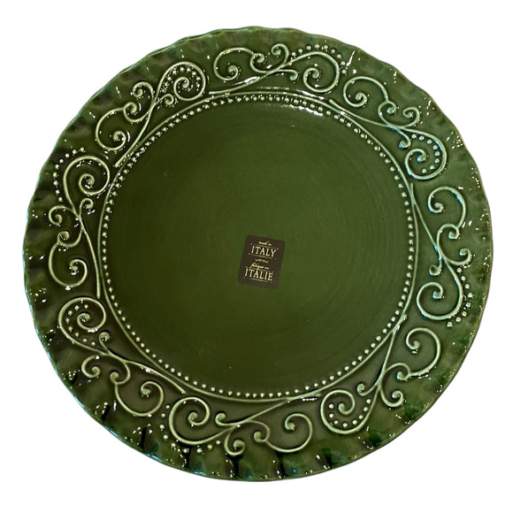 Maioliche Jessica Made in Italy Christmas Dinner Plates 11" Set 4 Holiday Green - Picture 2 of 16